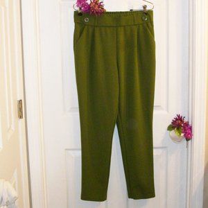 C Est 1946 Sz M Olive Green Pull On Pants Stretch Comfort Waist Straight Leg